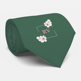 Green Mit Monogramm Wild Cherry Blossom Krawatte