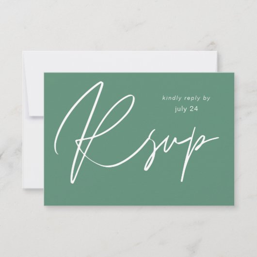 Green MOD Calligraphy w Meal RSVP Card (Vorderseite)