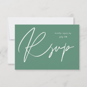 Green MOD Calligraphy w Meal RSVP Card Karte