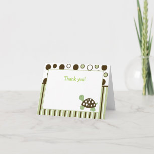 Green Mod Dot Turtle Folded Thank you note Dankeskarte