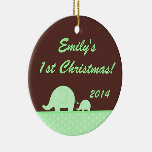 Green Mod Elephant Jung Personalisiert Name Orname Keramik Ornament (Rechts)