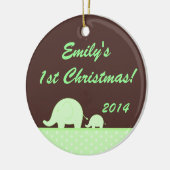 Green Mod Elephant Jung Personalisiert Name Orname Keramik Ornament (Links)