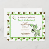 GREEN MOD PUPPY Boy or Girl Birthday Einladungen (Vorne/Hinten)