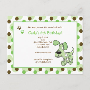 GREEN MOD PUPPY Boy or Girl Birthday Einladungen