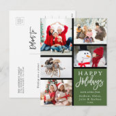 Green Modern 5 Foto Collage Weihnachten (Vorne/Hinten)
