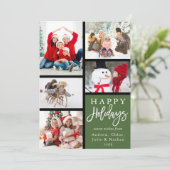 Green Modern 5 Foto Collage Weihnachten (Stehend Vorderseite)