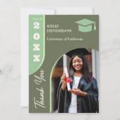 Green Modern Abschluss Foto Dankeskarte (Vorderseite)