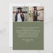 Green Modern Abschluss Foto Dankeskarte (Rückseite)