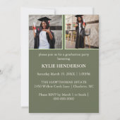 Green Modern Abschluss Foto Einladung (Rückseite)