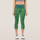 Green Modern Abstract Sports Pattern Capri Leggings (Vorderseite)