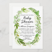 Green Modern Baby Shower Einladungskarte Einladung (Vorne/Hinten)