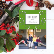 Green Modern Berry Holiday Foto Card