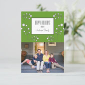 Green Modern Berry Holiday Foto Card Einladung (Stehend Vorderseite)