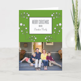 Green Modern Berry Holiday Foto Card Feiertagskarte
