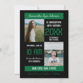 Green Modern Block 3-Foto-Abschluss Einladung (Rückseite)