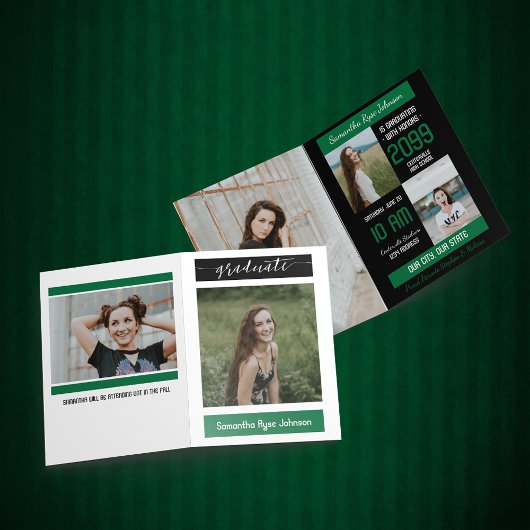 Green Modern Block 5-Foto-Abschluss Einladung