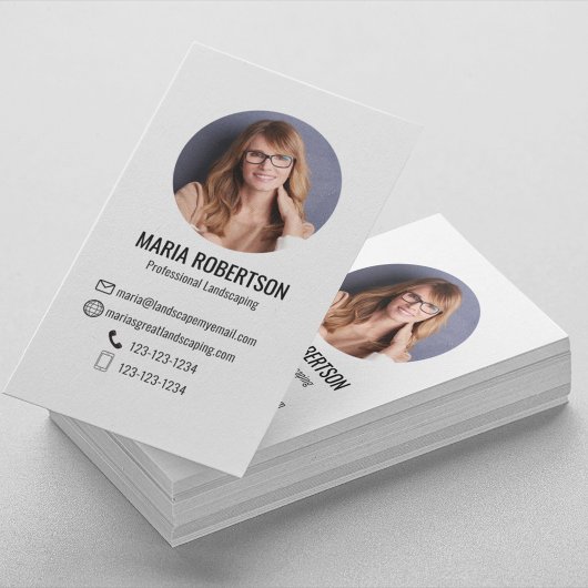 Green Modern Business Photo QR Code Business Card Visitenkarte