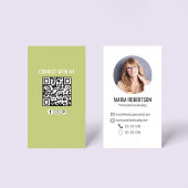 Green Modern Business Photo QR Code Business Card Visitenkarte