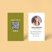 Green Modern Business Photo QR Code Business Card Visitenkarte