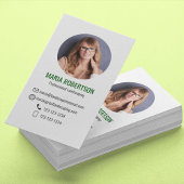 Green Modern Business Photo QR Code Visitenkarte