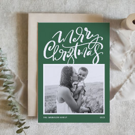 Green Modern Calligraphy Foto Frohe Weihnachten