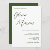 Green Modern Chic Script Wedding Entourage Einladung (Vorne/Hinten)