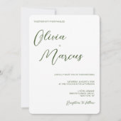 Green Modern Chic Script Wedding Entourage Einladung (Vorderseite)