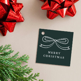 Green Modern Christmas Bow Holiday Gift Tag Geschenkanhänger