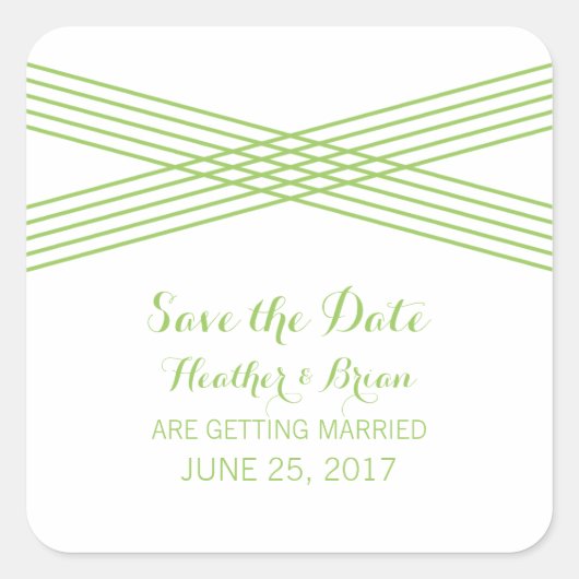 Green Modern Deko Save the Date Stickers (Vorderseite)