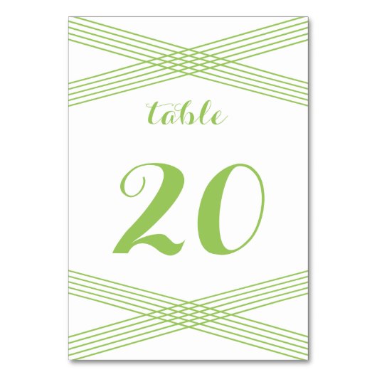 Green Modern Deko Table Card Tischnummer (Vorderseite)