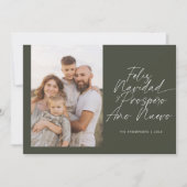 Green Modern Feliz Navidad Script Weihnachten (Vorderseite)