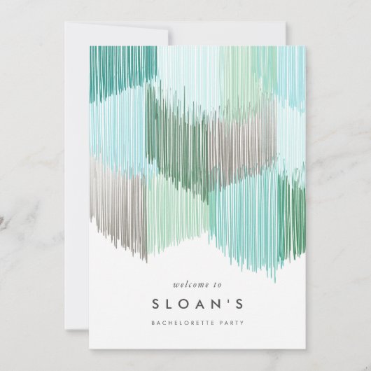 Green Modern Fringe Junggeselinnen-Abschied Tour Save The Date (Vorderseite)