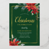 Green Modern Geometric Christmas Party Gold Folieneinladung (Vorderseite)