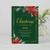 Green Modern Geometric Christmas Party Gold Folieneinladung (Stehend vorne)