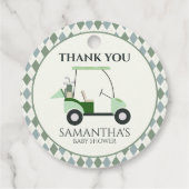 Green Modern Golf Baby Gender Reveal Par-T Geschenkanhänger (Rückseite)