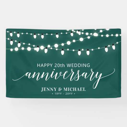 Green Modern Happy Banner zum 20. Hochzeitstag (Horizontal)