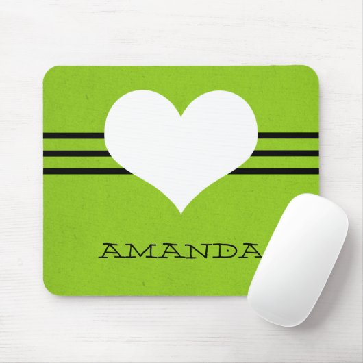 Green Modern Heart Mousepad (Mit Mouse)