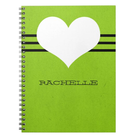 Green Modern Heart Notebook Notizblock (Vorderseite)