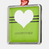 Green Modern Heart Ornament (Links)