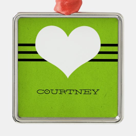 Green Modern Heart Ornament Aus Metall (Vorne)