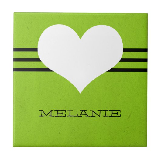 Green Modern Heart Tile Fliese (Vorderseite)
