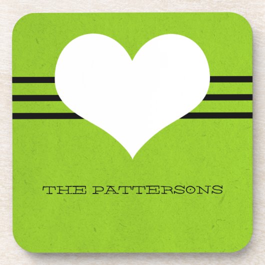 Green Modern Heart Untersetzer Set (Vorderseite)