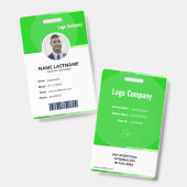 Green Modern ID Identification Card Photo Badge Ausweis (Vorder- & Rückseite)