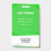 Green Modern ID Identification Card Photo Badge Ausweis (Rückseite)