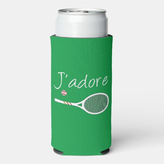 Green Modern J'adore I Liebe Tennis Selters Dosenkühler (Seltzer Rückseite)