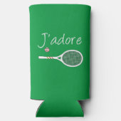 Green Modern J'adore I Liebe Tennis Selters Dosenkühler (Rückseite)