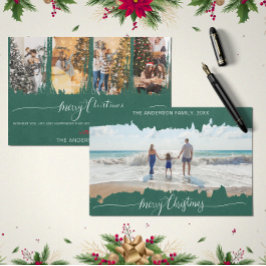 Green Modern Minimalistisch Christmas Collage Foto Einladung