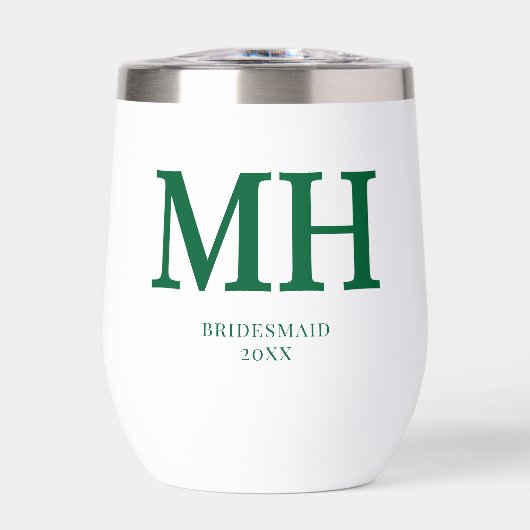 Green Modern Monogram Chic Brautparty Bridesmaid (Vorderseite)