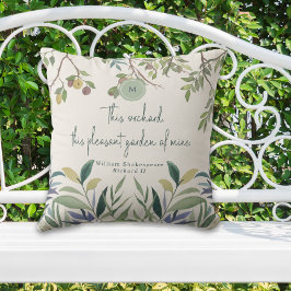 Green Modern Monogram Summer Quote Shakespeare Kissen