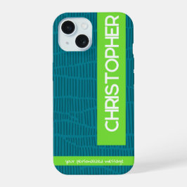 Green Modern Personalisiert Name Phone Case iPhone 15 Hülle